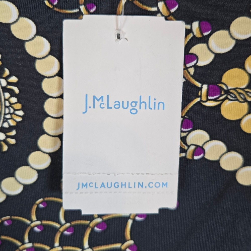 J. McLaughlin Black Medallion Chain Print Long Sleeve Sheath Dress Size S - Picture 5 of 7